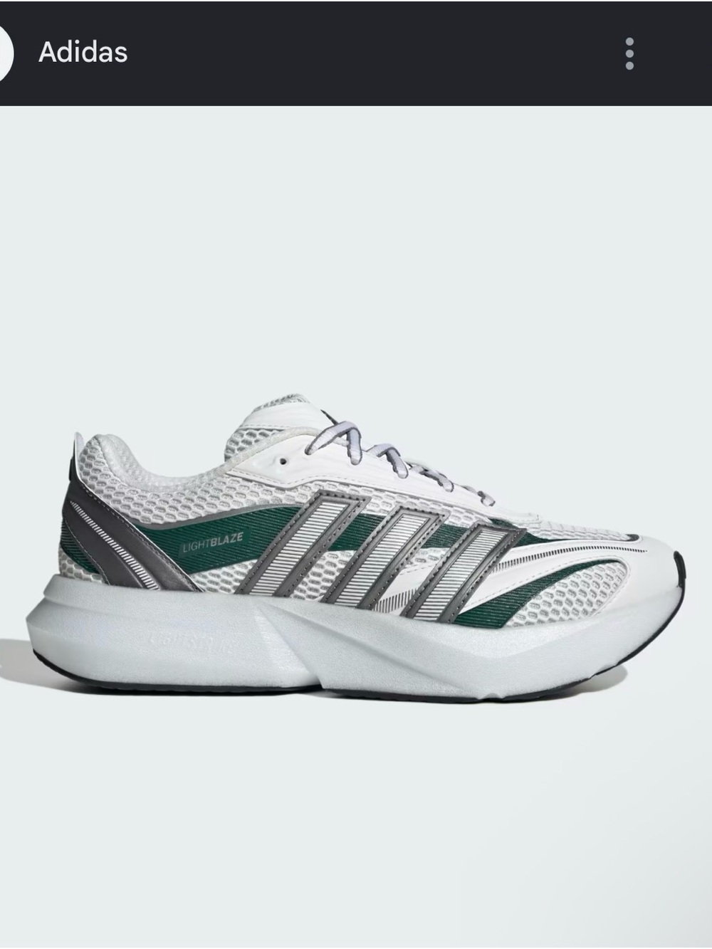 adidas White, Green & Silver Light Blaze Running Shoe